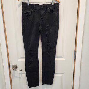 Women's Mudd FLXXStretch Black Distressed Low Rise Skinny Jeans, Size 11